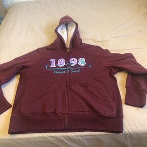 Cocoa Premium Unisex’s Zip-Up Hoodie Sweatshirt - 1898 Heart & Soul Maroon
